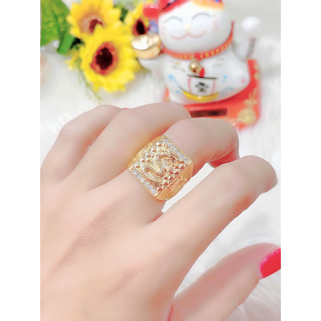 Nhẫn nam rồng 05 đính xoàn mạ 18k cao cấp (giá tốt nhất)