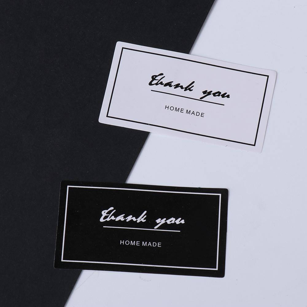 Set 160 Miếng Dán Niêm Phong Bao Bì In Chữ Thank You Màu Trắng Đen DIY