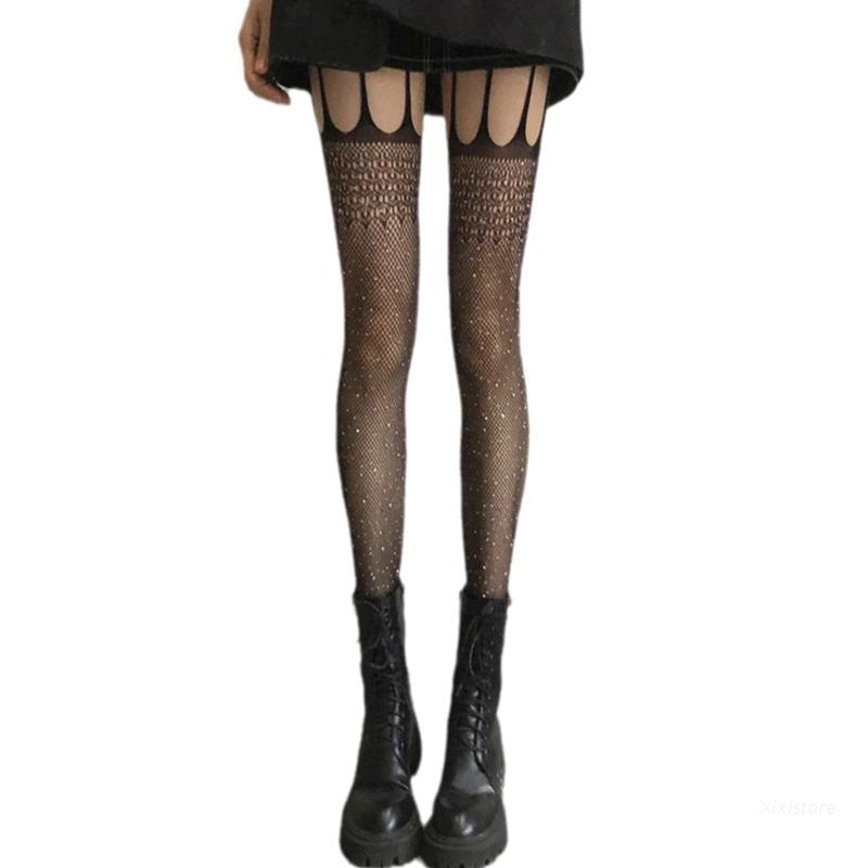 Quần tất lưới lưng cao đính đá lấp lánh quyến rũ cho nữ