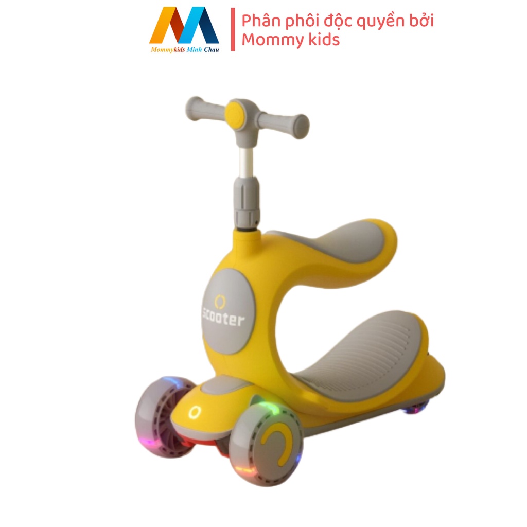 Xe trượt Scooter MOMMYKIDS MINH CHAU Cho Bé 3 in 1có đèn Led và Âm Nhạc tải trọng lớn vừa là bập bênh, se cút kit