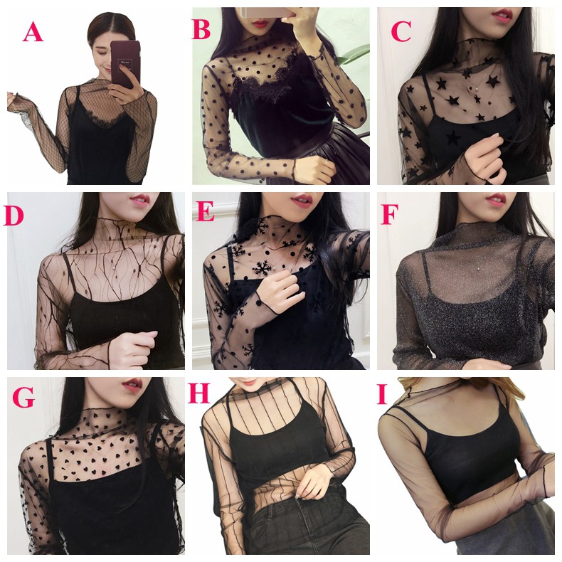 Áo lưới kiểu xuyên thấu tay dài cho nữ | BigBuy360 - bigbuy360.vn