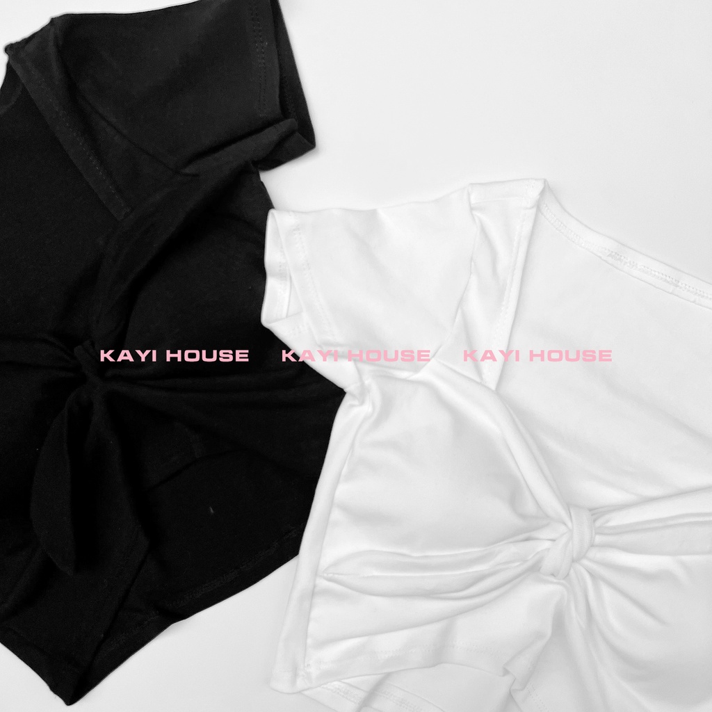Áo Croptop Body Cúp Ngực Tay Ngắn KAYI HOUSE Cổ Khoét Sâu Cột Nơ WOW SEXY - A016