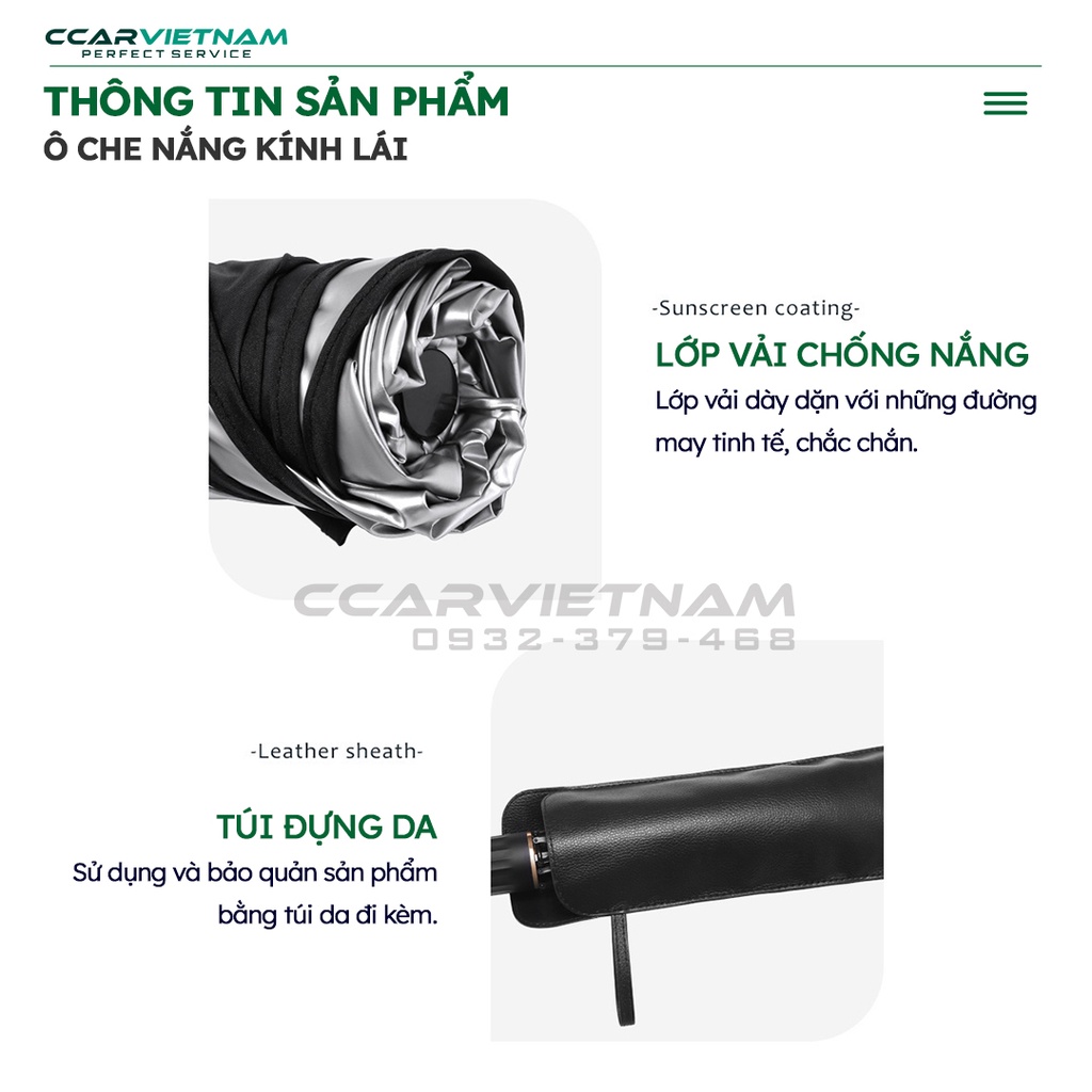 Ô Che Nắng Kính Lái Ô Tô Cao Cấp Loại I (Mẫu 2023) - Dù Chắn Nắng Cản Tia UV Giảm Nhiệt Cho Xe Hơi - Ccar Vietnam