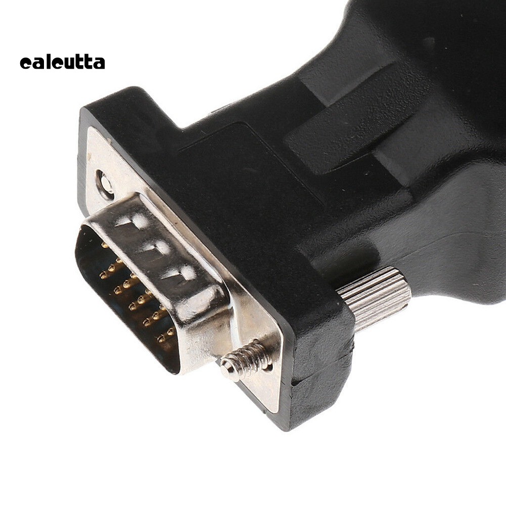 ✡COD✡2Pcs 15 Pin VGA Male to RJ45 Female Ethernet Adapter Connector LAN Extender
