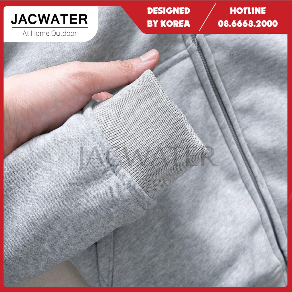 Áo khoác hoodie nỉ nam nữ lót lông có mũ cản gió giữ ấm mùa đông JACWATER V520