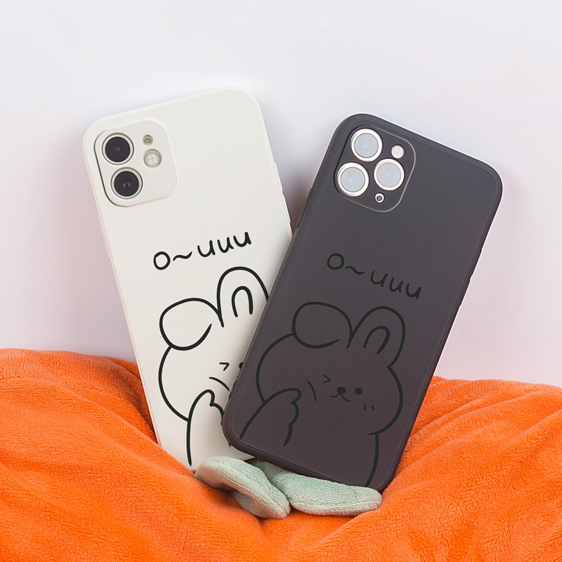 Ốp lưng iphone Ốp điện thoại SUNTAIHO bằng silicon mềm hình mặt thỏ thích hợp cho iPhone 13 12 11 Mini Pro X XR XS Max 7 8 Plus