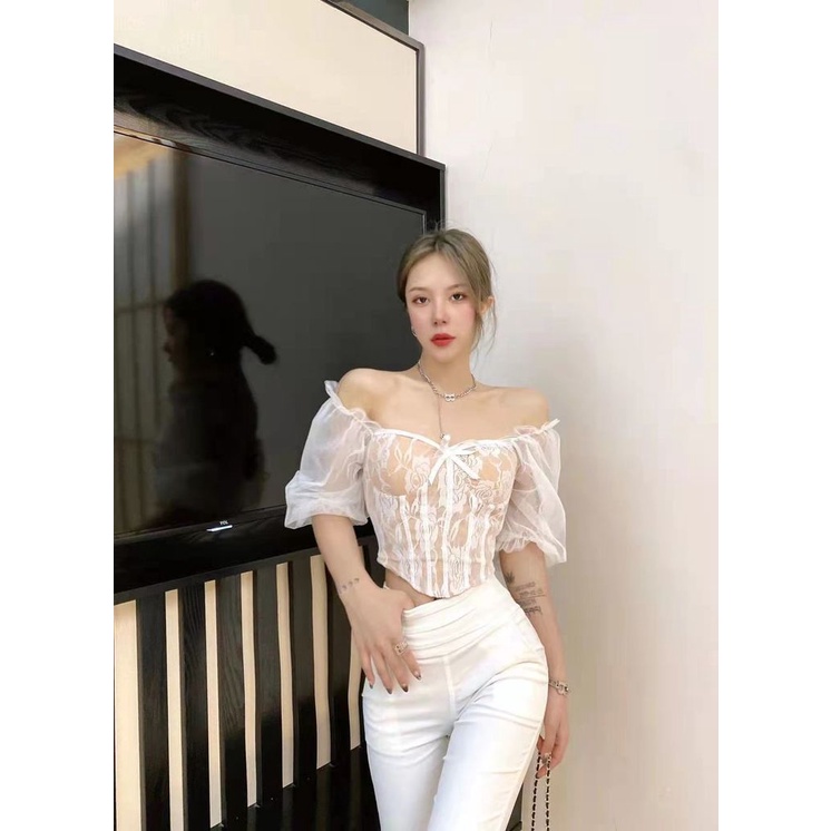 Hàng Mới Về Hàng Mới Về Mới Áo Ren Tay Phồng Thêu Họa Tiết Phong Cách Cổ Điển Thanh Lịch Dành Cho Nữ