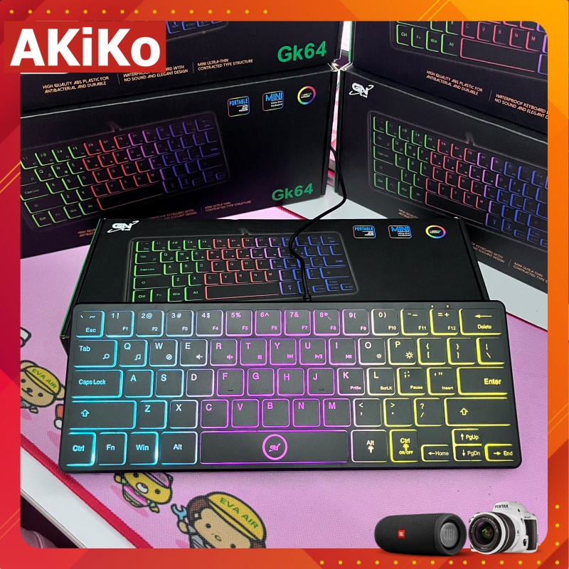 Bàn phím Mini có LED dành cho PC laptop văn phòng giá rẻ cực cute AKIKO AK64