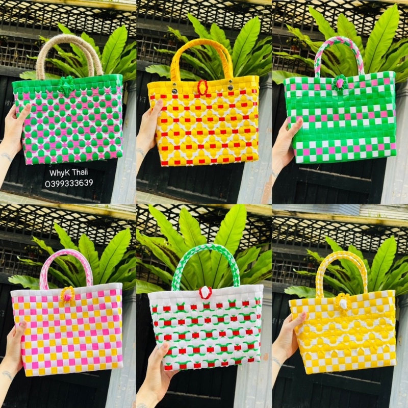 Túi đan làn nhựa đủ màu đi biển đi du lịch rất xinh đựng đồ dùng thoải mái