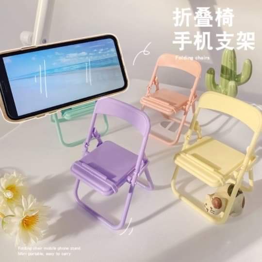 Giá đỡ điện thoại để bàn hình ghế cỡ nhỏ nhiều màu có thể gấp lại sáng tạo dễ thương