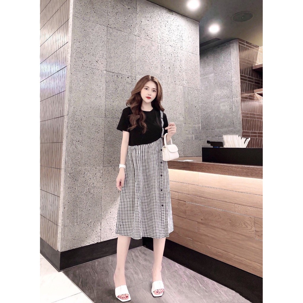 Váy Bầu Đẹp Thiết Kế Mùa Hè Váy Bầu Cotton Pha Kẻ Sọc, mềm mại, thoáng mát