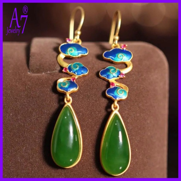 Bông Tai Hình Giọt Nước Bằng Bạc 925 Phong Cách Trung Hoa A7 S925 Dành Cho Nữ