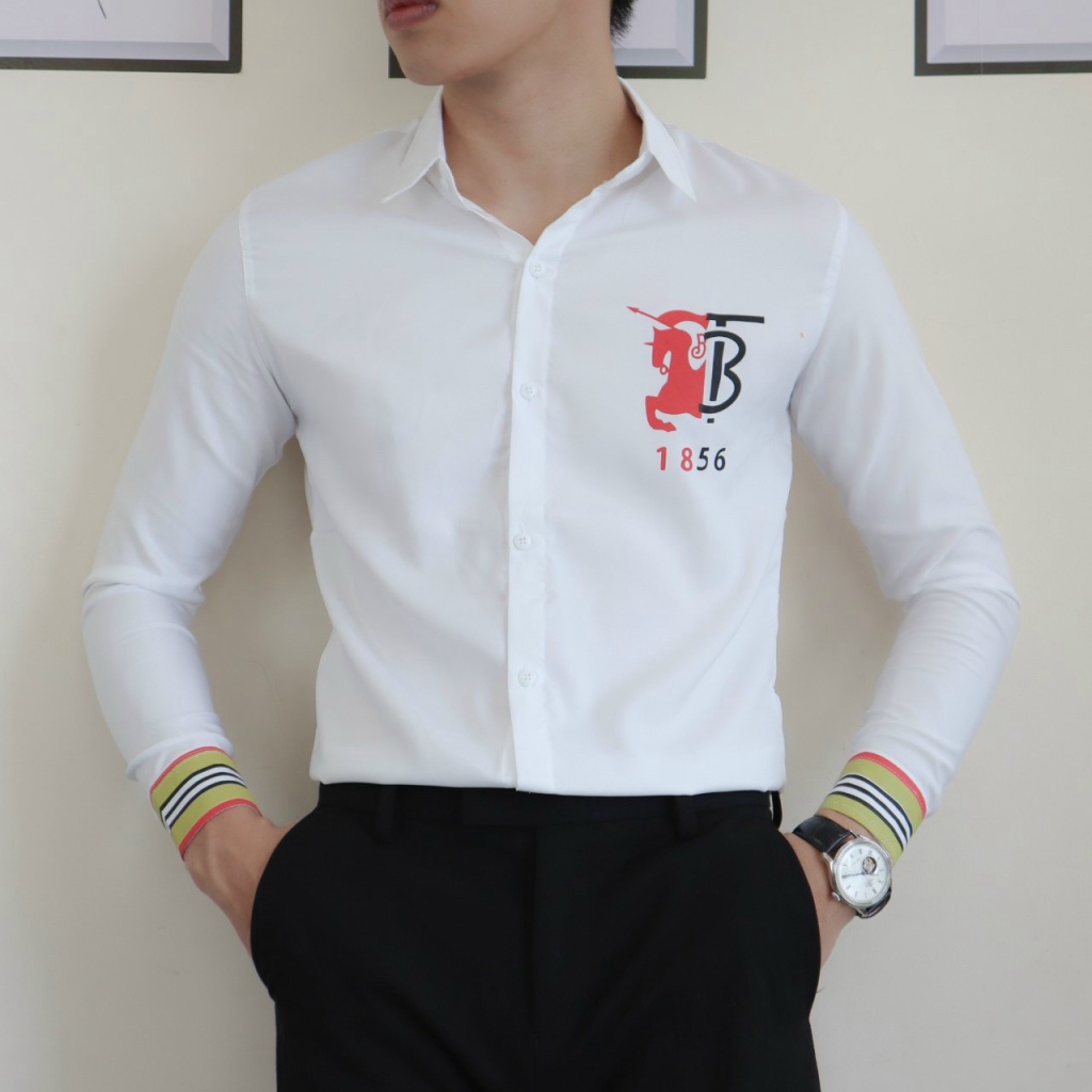 Áo sơ mi nam tay dài TB1865 phối viền cổ tay, vải Kate lụa cao cấp mềm mịn, kiểu dáng sang trọng lịch lãm [NEW UNISEX]