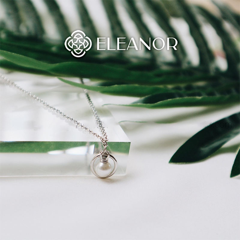 Dây chuyền nữ bạc 925 Eleanor Accessories mặt tròn đính đá ngọc trai nhân tạo phụ kiện trang sức 4842