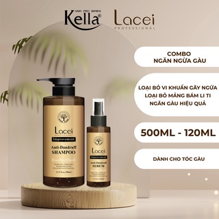 Combo dầu gội và xịt tóc ngăn ngừa gàu Lacei Improvement (Chai 500ml/120ml)