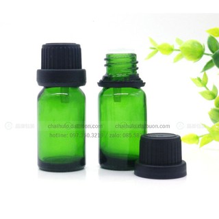Chai tinh dầu thủy tinh 20ml xanh lá nhỏ giọt  - Nắp đen có seal (LOẠI ĐẸP)