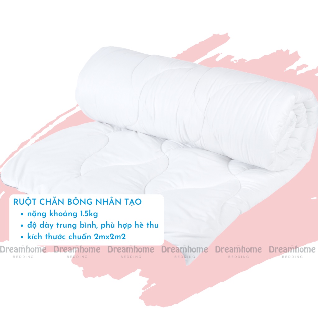 Ruột chăn hè 2mx2m2 DREAMHOME trần bông tấm mỏng mát có dây buôc cố định 4 góc ruột chăn