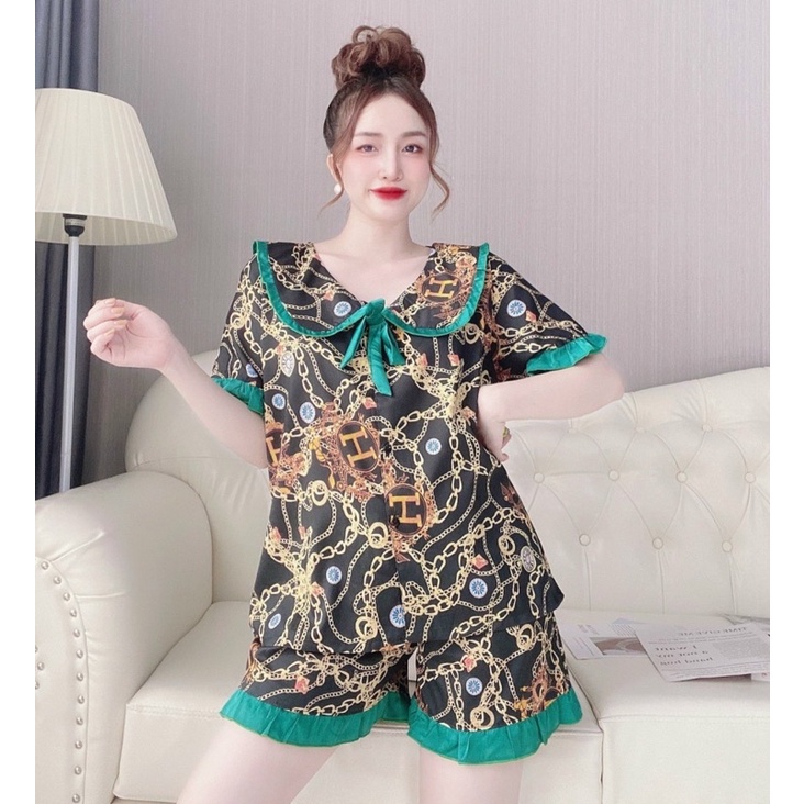 Đồ bộ nữ Lụa Hoạ Tiết chất đẹp, form rộng, Đồ pijama mặc nhà bigsize (50-110kg)