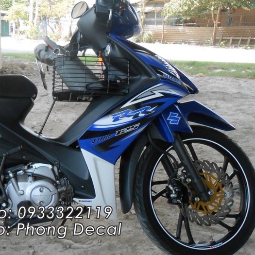 Tem Suzuki Axelo 125 RR Trắng Xanh - Tem Chuẩn Zin