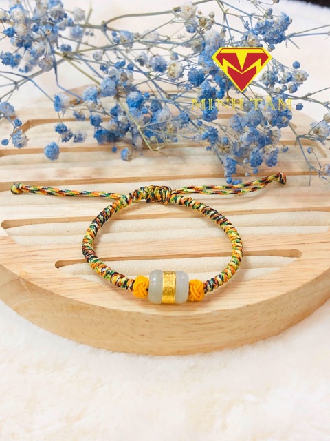 Vòng tay lu thống Bạch Ngọc may mắn✨Lu thống Bạch ngọc dây tết may mắn-Minh Tâm Jewelry