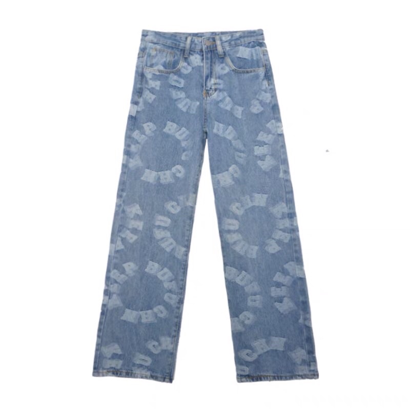 Quần bò jeans ống rộng in chữ cách điệu Ulzzang unisex hiphop cá tính siêu chất ❤️