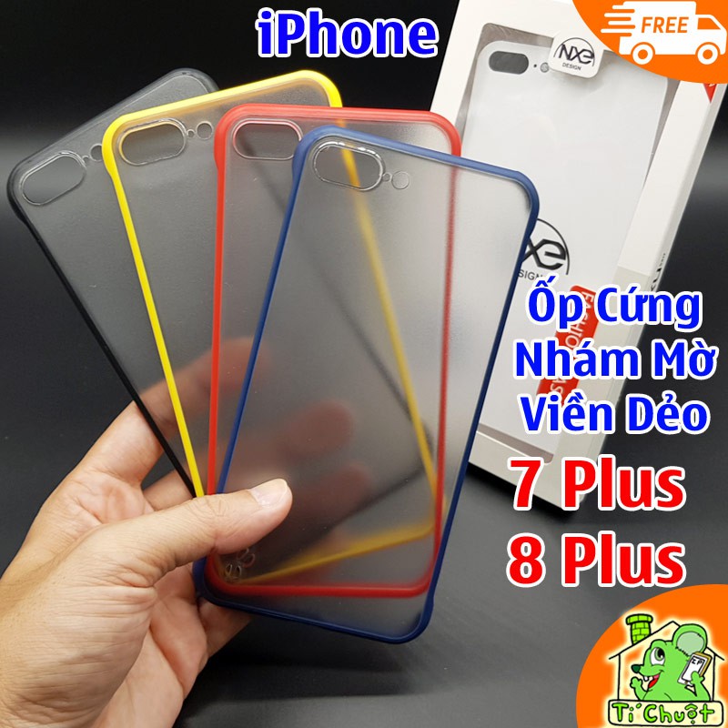 [Chính Hãng NXE] Ốp Lưng iPhone 7 Plus 8 Plus Nhám Mờ Viền Màu Dẻo Không Cạnh Hông