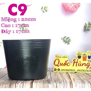  Chậu nhựa đen trồng cây C9 thương hiệu QUỐC HÙNG( dầy dặn)