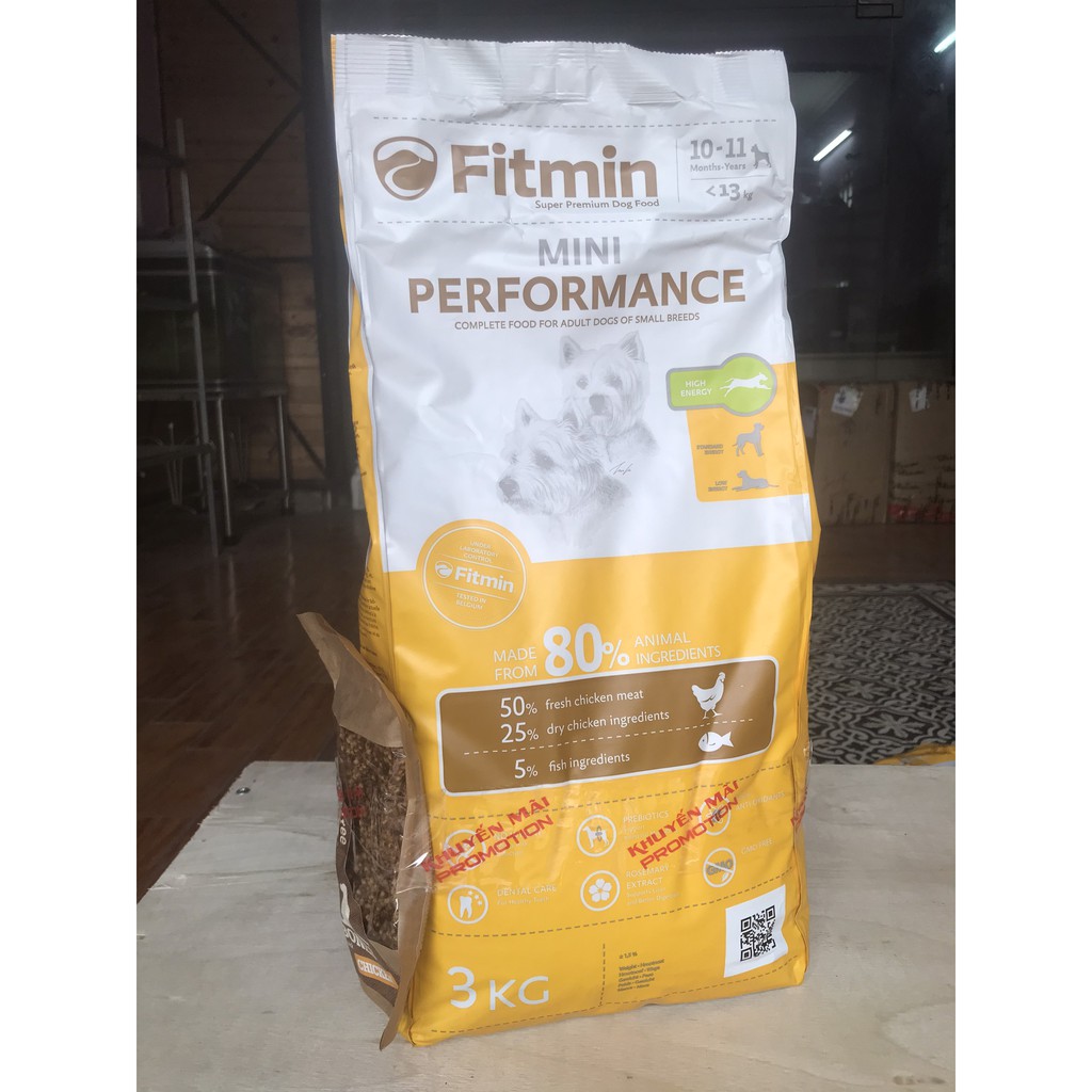 Thức ăn hạt cho cho trưởng thành của giống chó nhỏ- Fitmin Mini Performance 3Kg