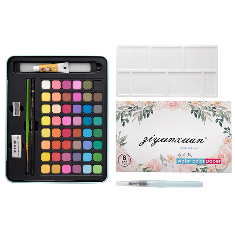 Set 48 Màu Nước Dạng Rắn Kèm Cọ Vẽ Cho Người Mới Bắt Đầu