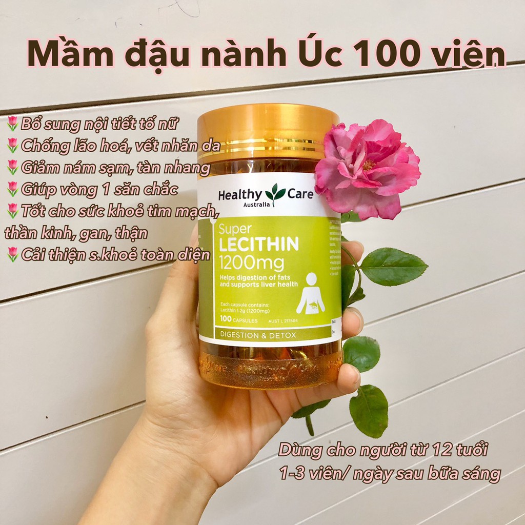 Viên Mầm Đậu Nành  Úc Healthy Care Super Lecithin 1200mg 100 Viên