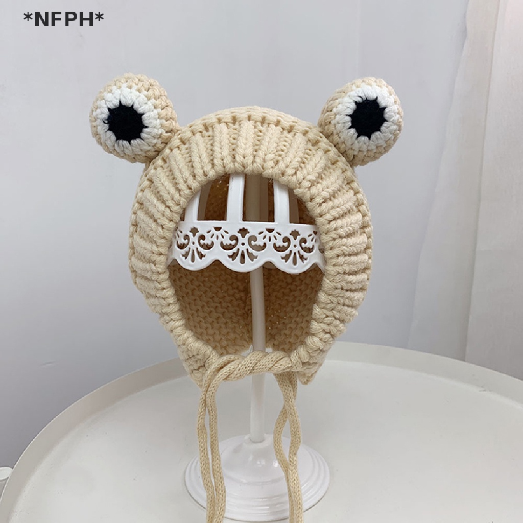 Nón Len Trùm Đầu Màu Trơn In Hình Ếch Hoạt Hình Cho Bé