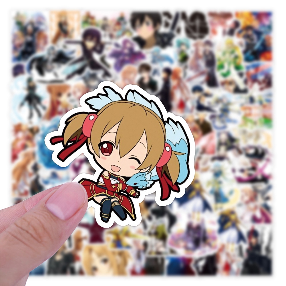 Bộ 50 Miếng Dán Hình Anime Sword Art Online Chống Thấm Nước Trang Trí Vali/Laptop