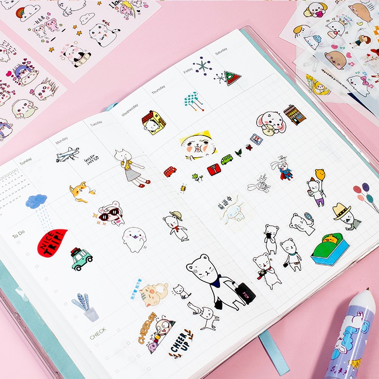 Sét 6 tấm sticker, sticker cute trang trí giá rẻ nhất