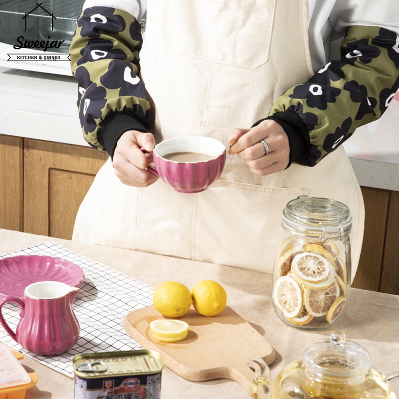 SWEEJAR Găng ống tay nấu ăn  bằng polyester chống nước chống dầu có thể điều chỉnh