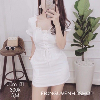 Đầm trắng đan eo xinh