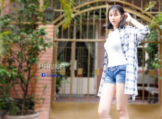 Sơ mi ca rô form dài