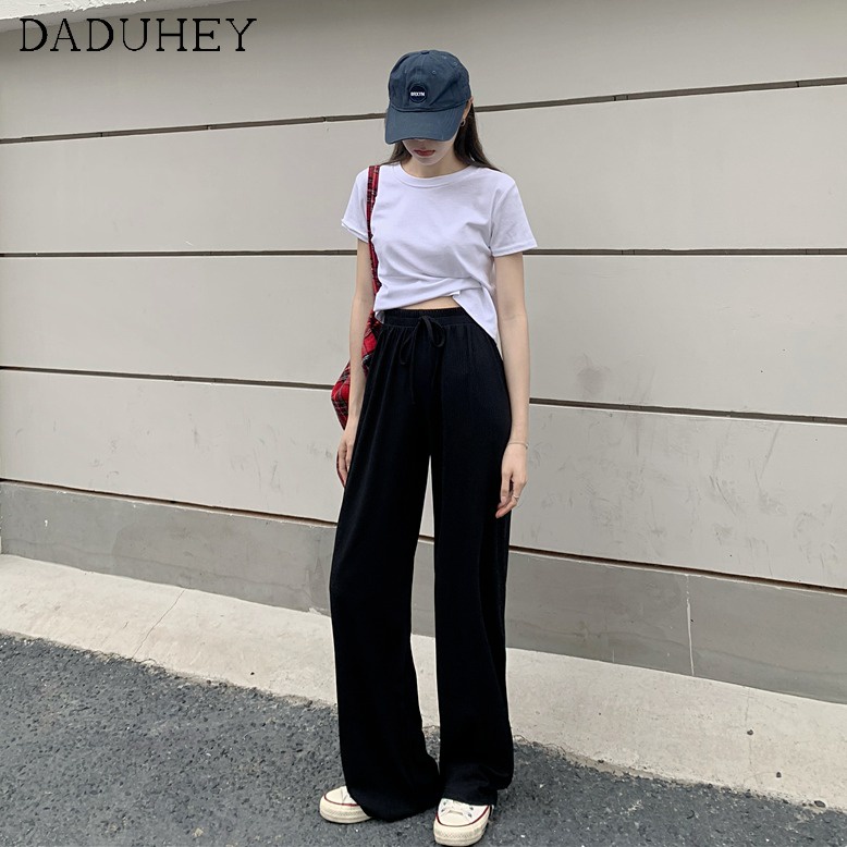 DaDuHey💕 Summer thin Korean version high waist and thin wide leg pants loose mopping pants fashion casual women's pants