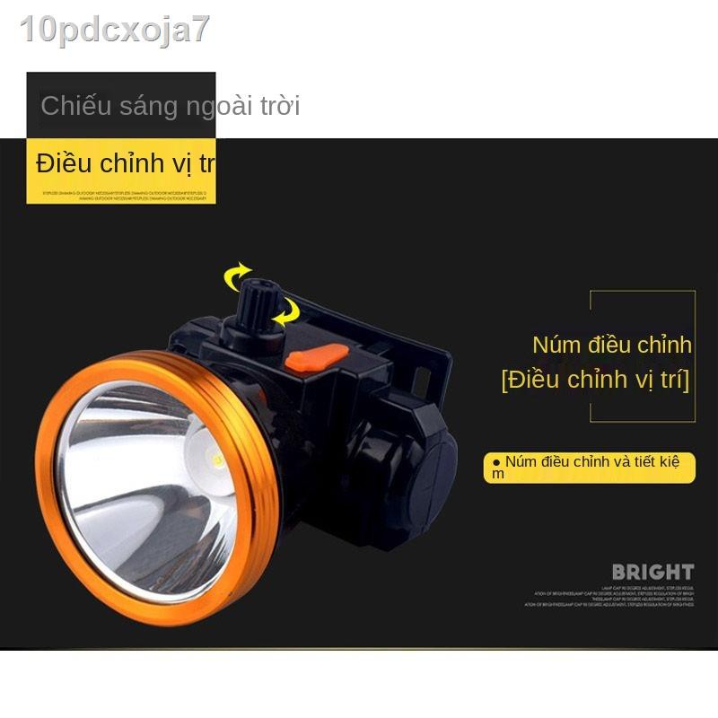 ❉✺Ánh sáng mạnh Đèn pha siêu vô cấp làm mờ pin gắn trên đầu lithium có thể sạc lại câu cá đêm LED của thợ mỏ Chụp tầm xa