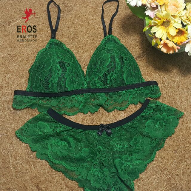 Set áo bralette xanh ve chai
