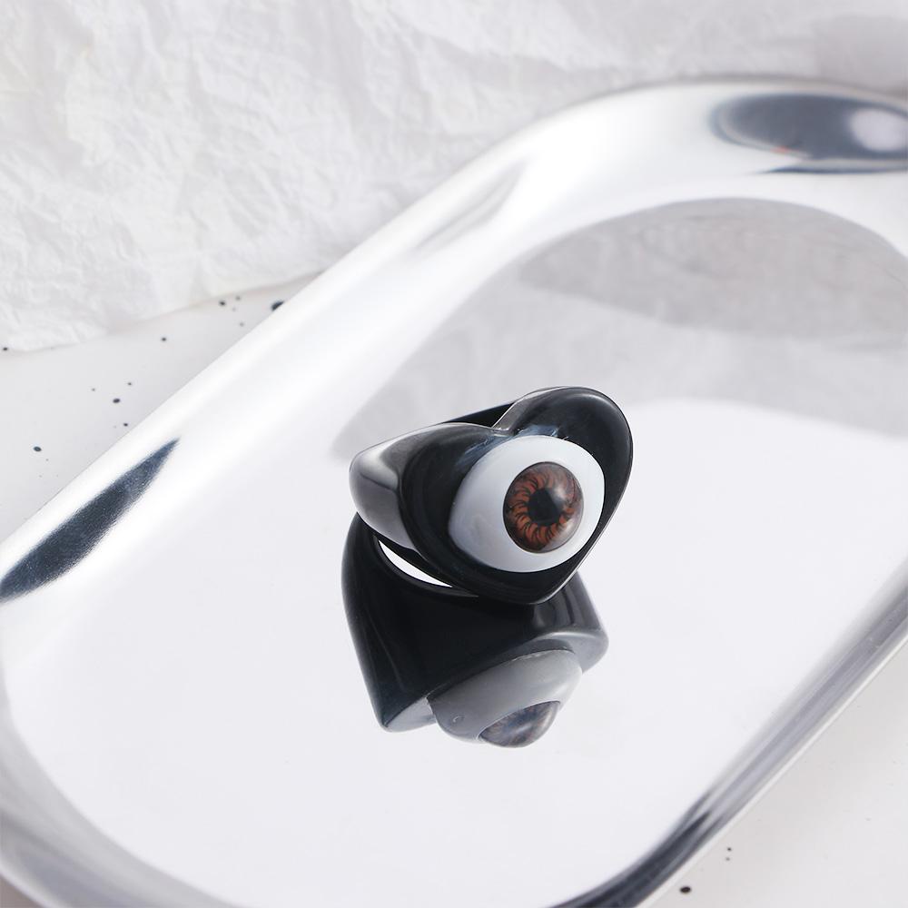 Nhẫn Nhựa Màu Kẹo Hình Mắt Quỷ Hoạt Hình Phong Cách Goth Punk Cá Tính