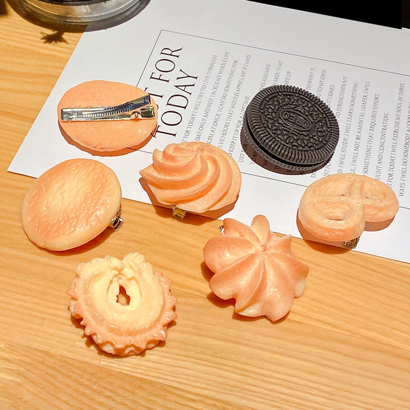 Bộ kẹp tóc hình bánh quy dễ thương phong cách Hàn Quốc cho bé gái