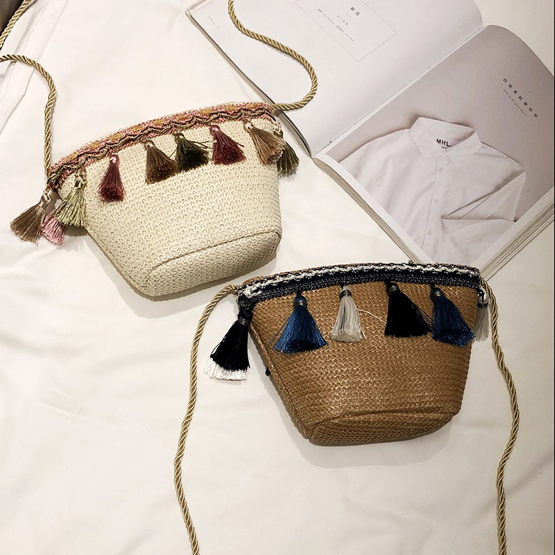 Túi cói tua rua du lịch biển, đi chơi, decor - P024