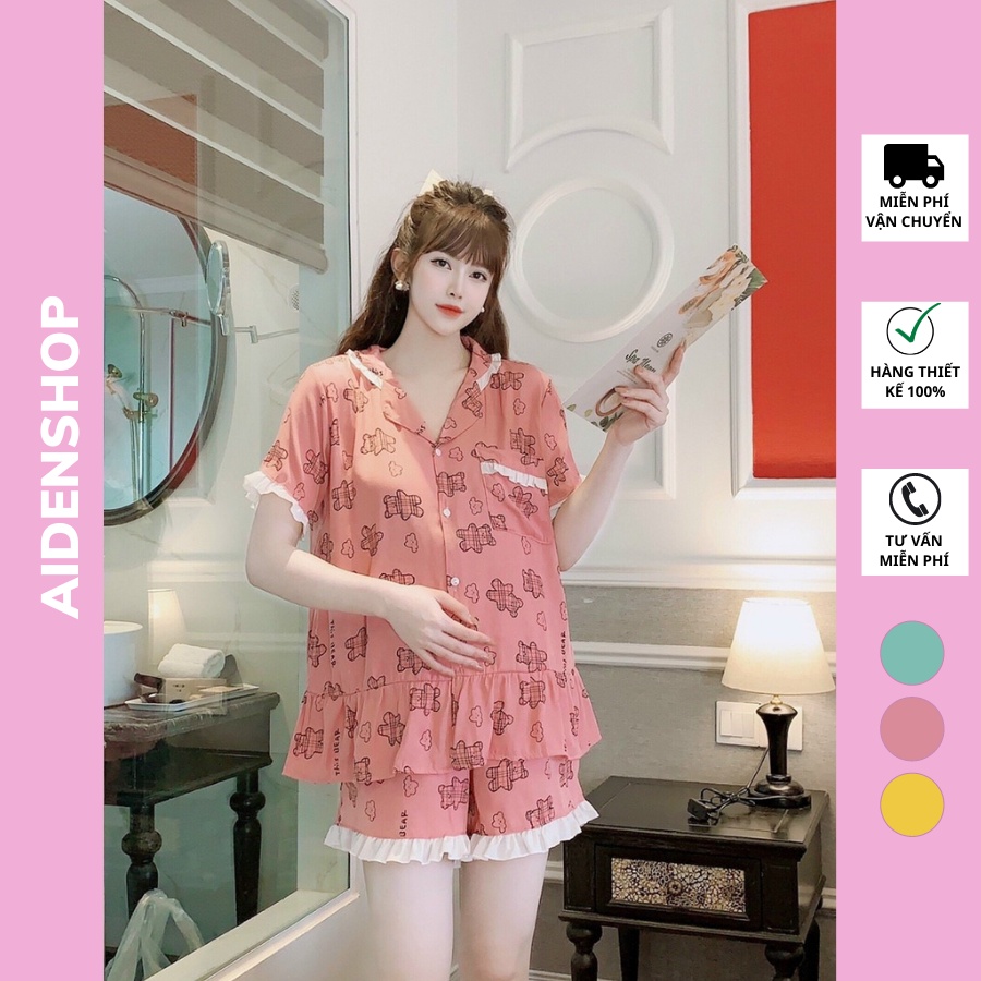 bộ bầu mùa hè cộc Aidenshop đồ bộ bầu thiết kế sau sinh
