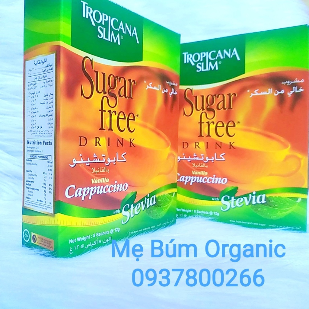 [ HCM Giao Hỏa Tốc] Cà phê ăn kiêng không đường chiết xuất từ lá cỏ ngọt Tropicana Slim 96g (8 gói/hộp).