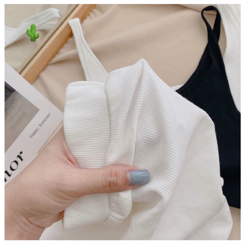 Set áo 2 dây hở lưng cổ u quần đùi gân PC50