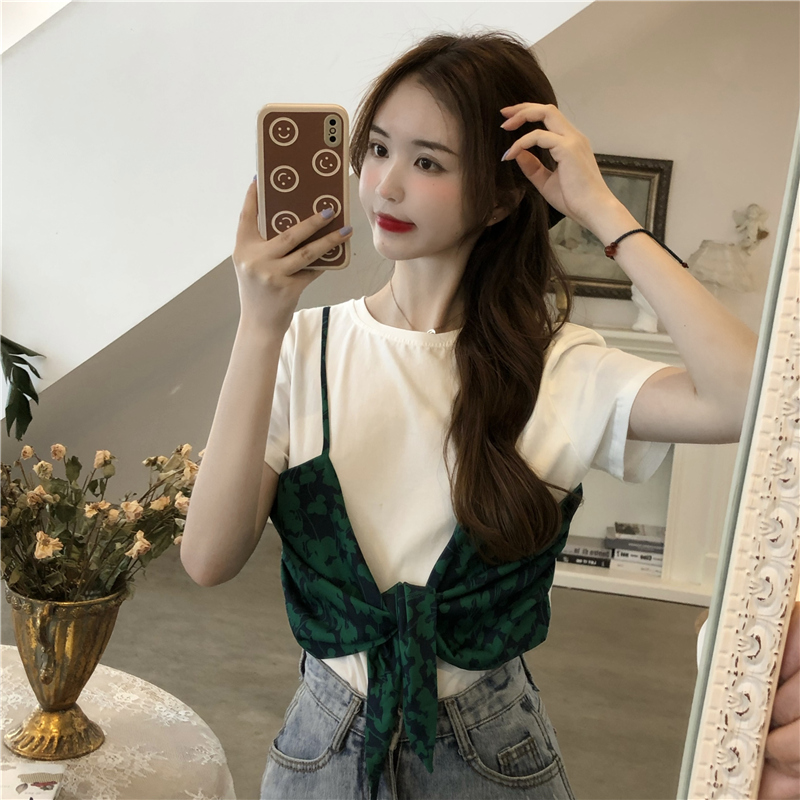 SUXI Áo Thun Nữ Tay Ngắn Cổ Tròn Độc Đáo Thời Trang Mùa Hè