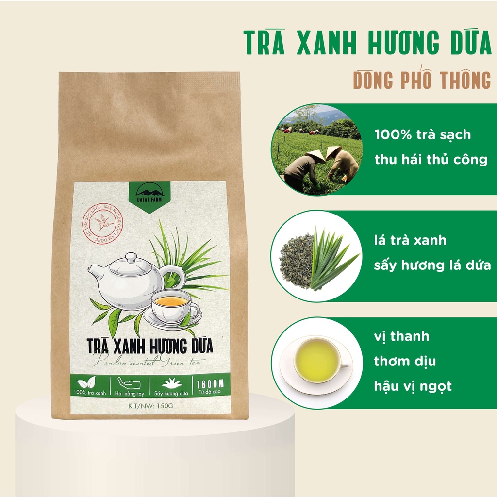 Trà Xanh Hương Dứa Dalat Farm - Túi 150Gr