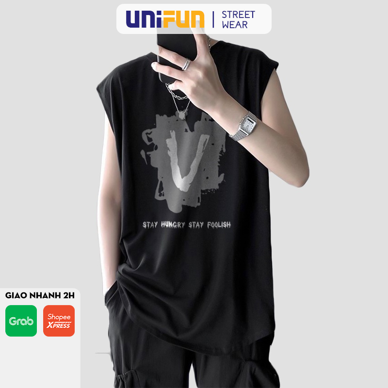 Áo thun nam 3 lỗ UNIFUN mã TT49 TankTop form rộng sát nách tập gym co giãn mùa hè đẹp