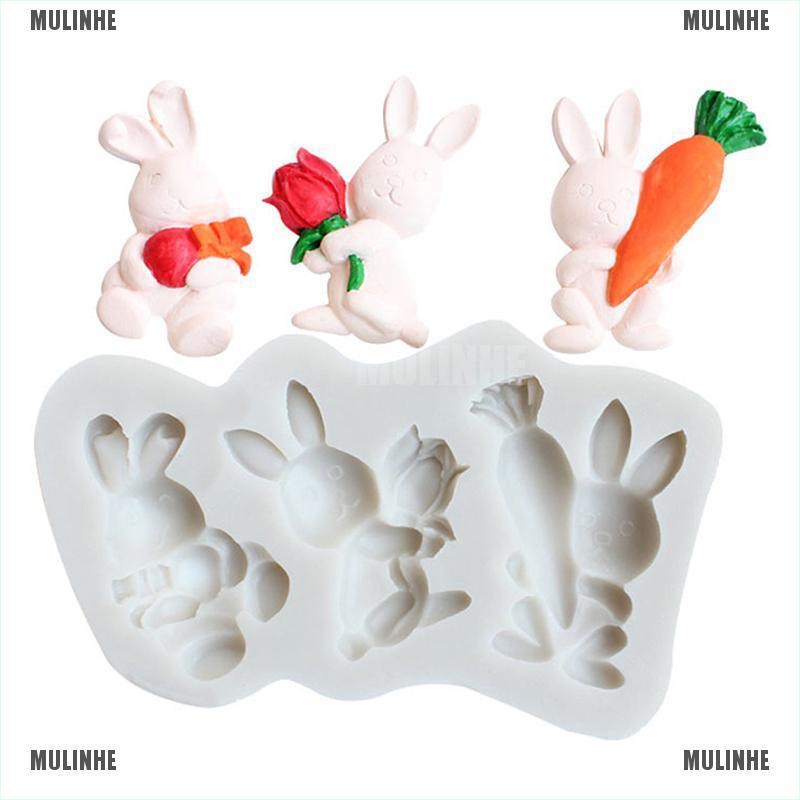 Khuôn silicone Tạo Hình Làm Bánh Kẹo Hình Thỏ Phục Sinh DIY