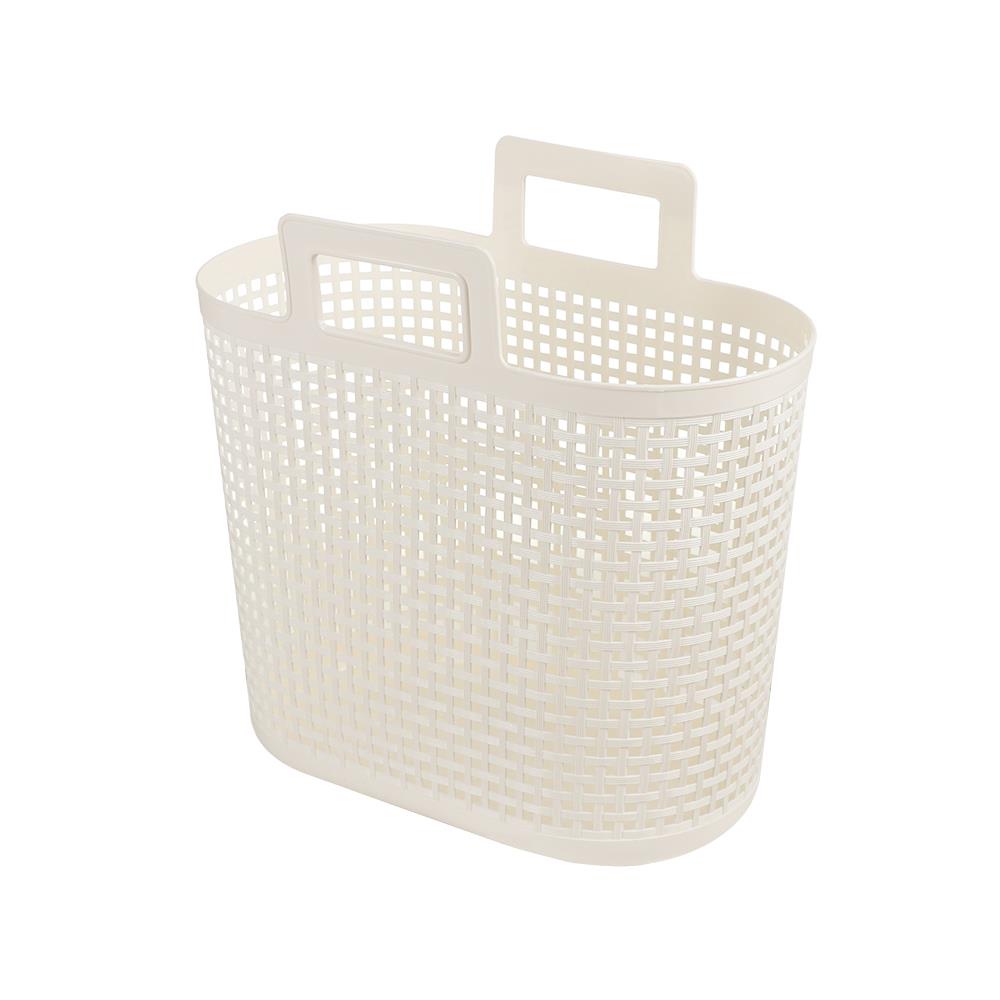 HomeBase DKW Giỏ đựng đồ bằng nhựa thiết kế thoáng khí W50xH46,5xD21 màu trắng ngà